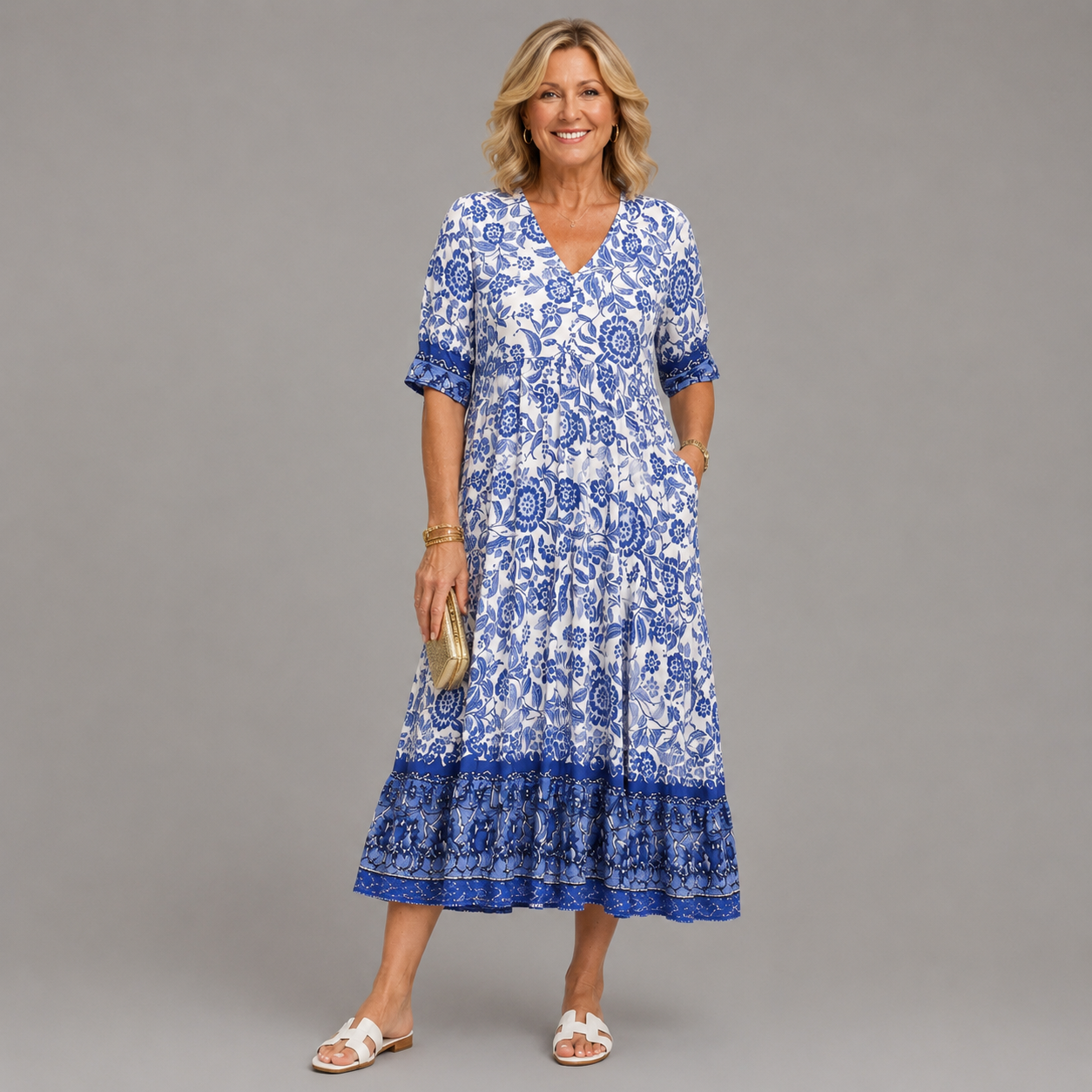 Keisha | Abito Floreale V-Neck Elegante
