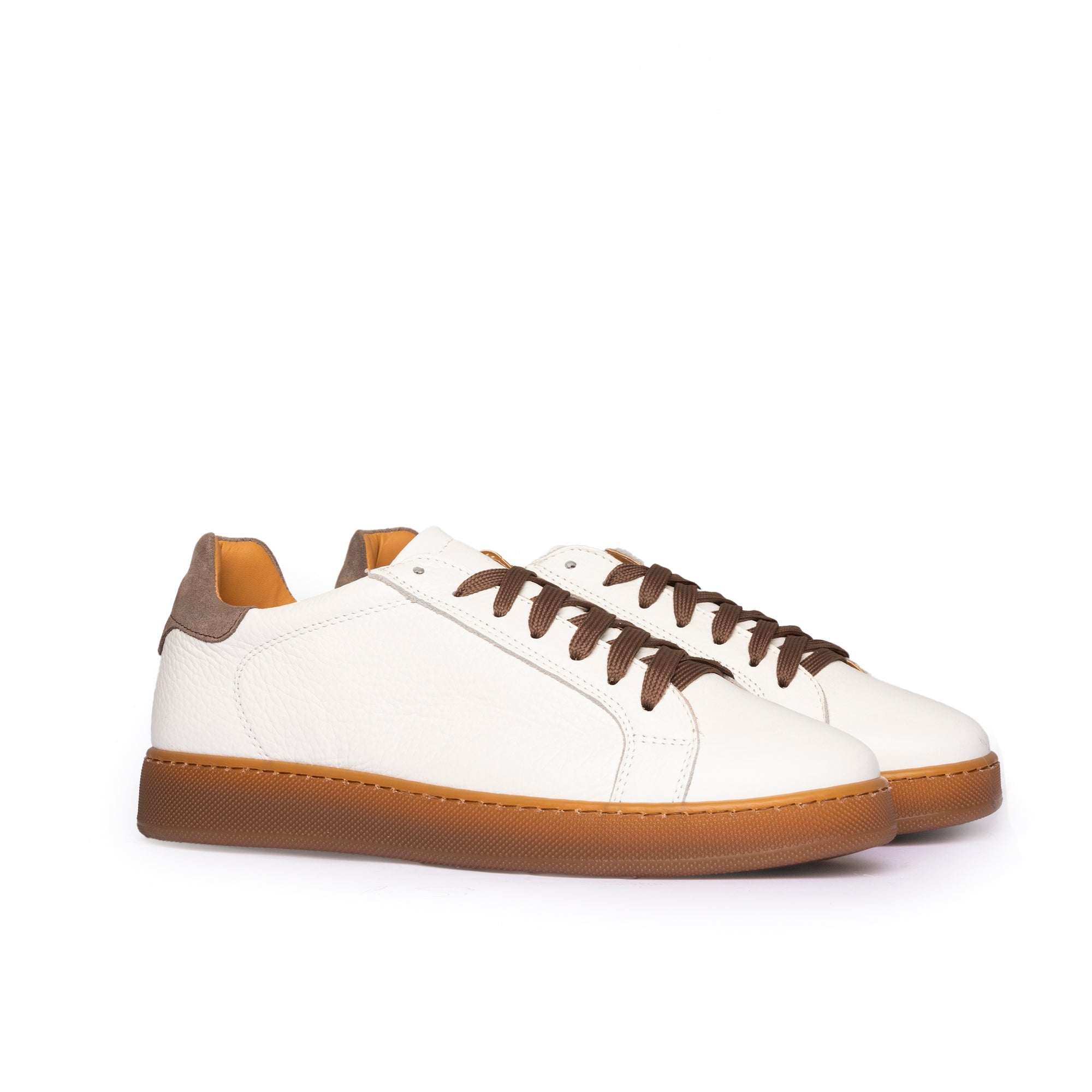 Motion SNEAKERS BASSE UOMO IN VERA PELLE BOTTALATA FONDO AMBRA