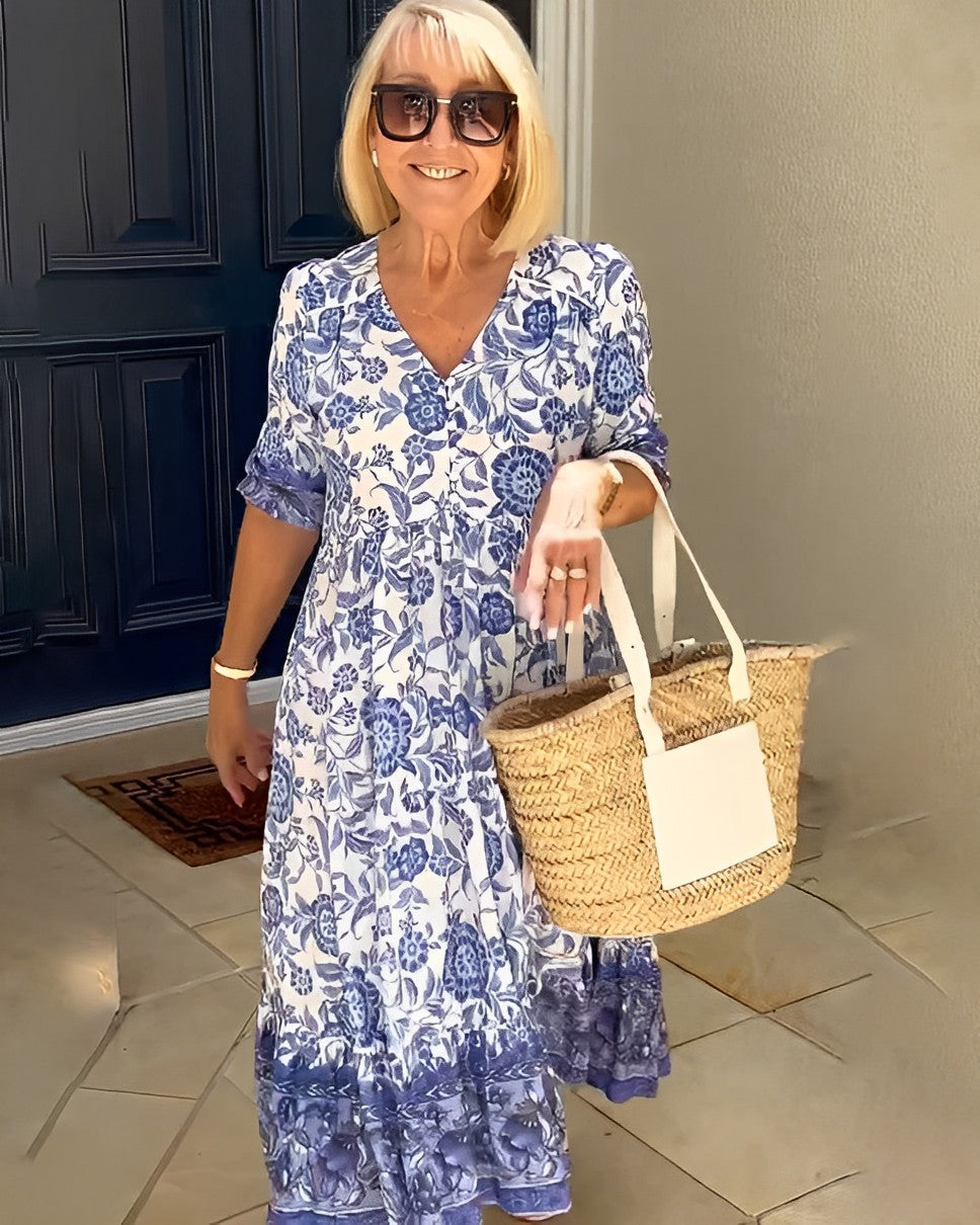 Keisha | Abito Floreale V-Neck Elegante