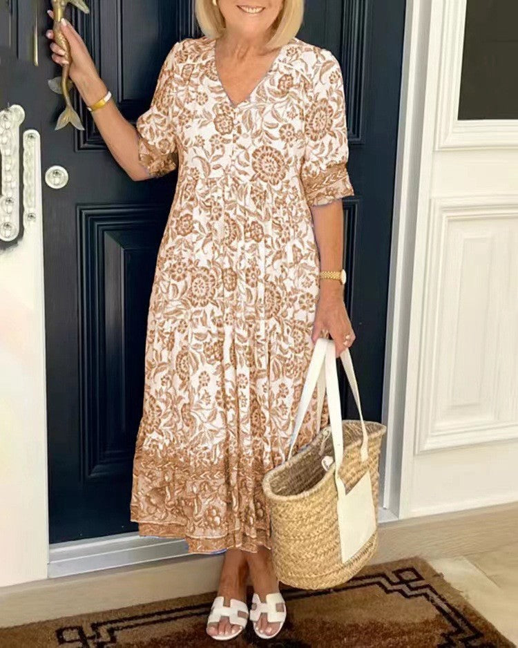 Keisha | Abito Floreale V-Neck Elegante