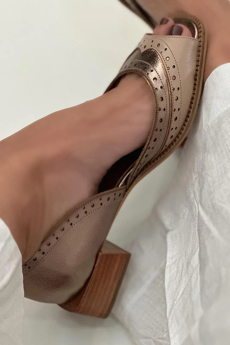 Tacchi a blocco slip-on patchwork bassi Cachi a punta quadrata