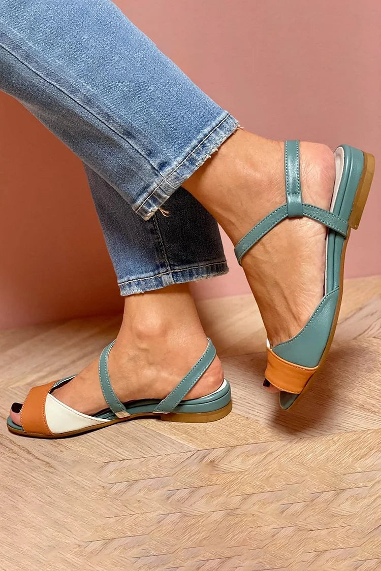 Sandali slingback peep toe trapuntati color block