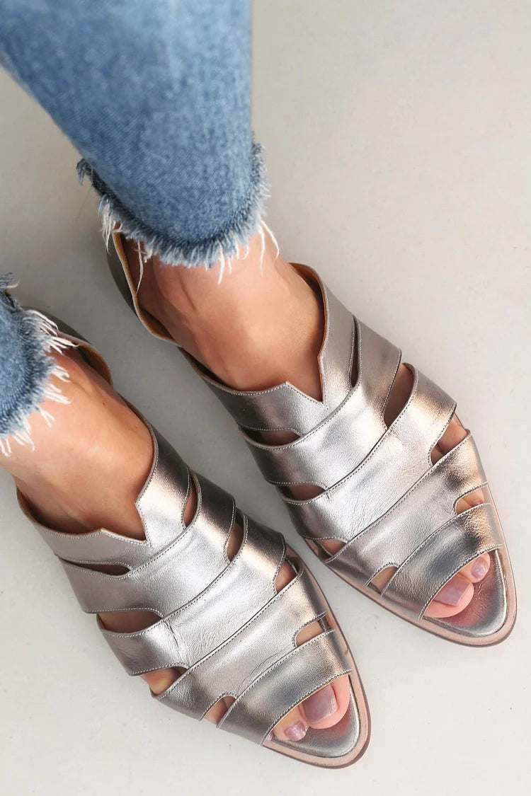 Ballerine cut-out peep toe slip-on casual a punta