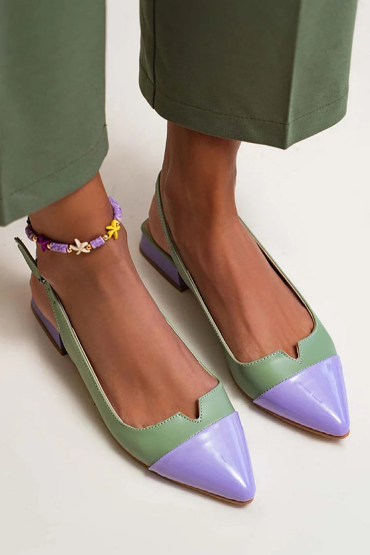 Ballerine slingback cut-out color block a punta con fibbia