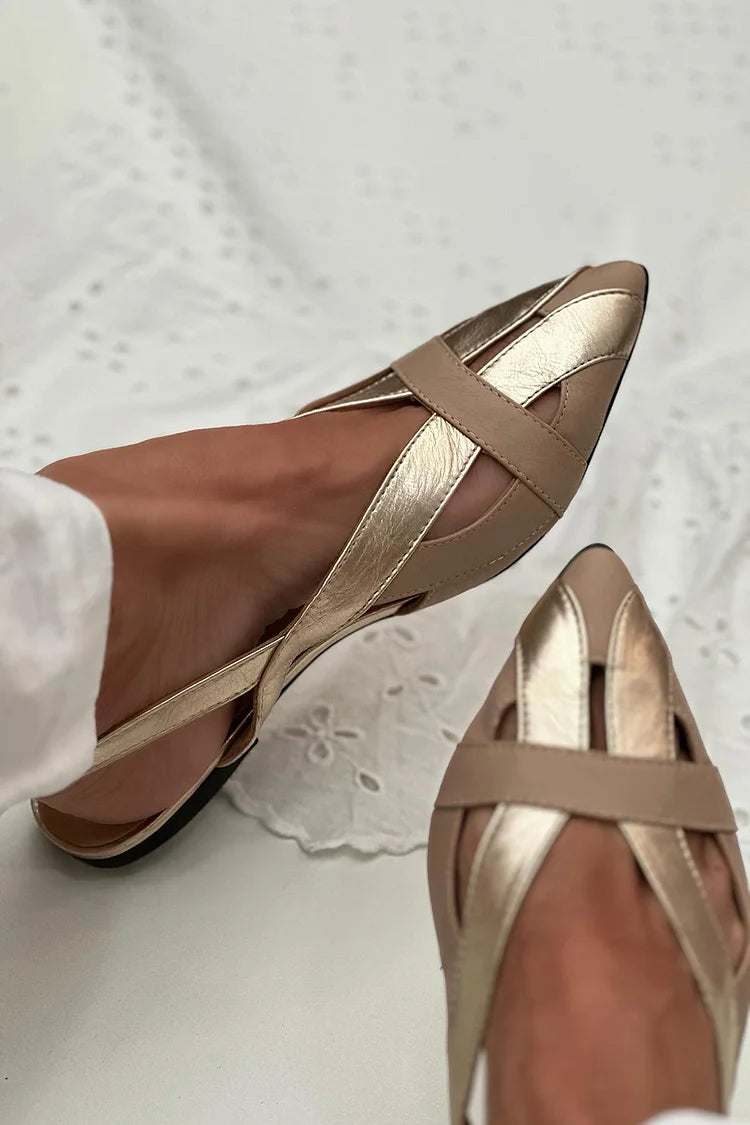 Ballerine slingback cut-out Oro a punta