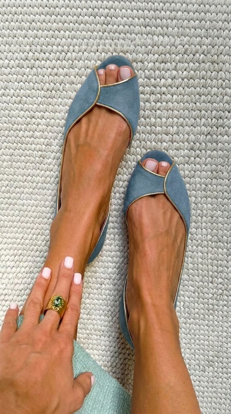 Ballerine punta aperta d'Orsay scamosciate Beige e Oro