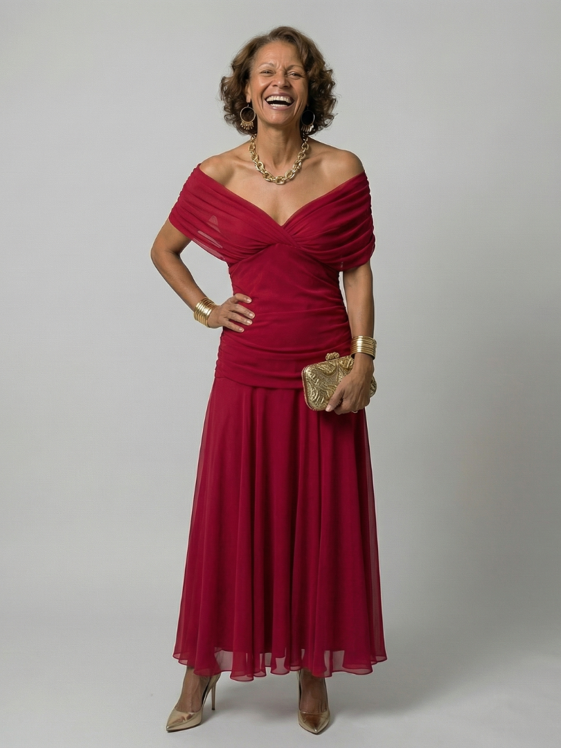 Calen | Abiti Midi Fluttuanti Off-Shoulder