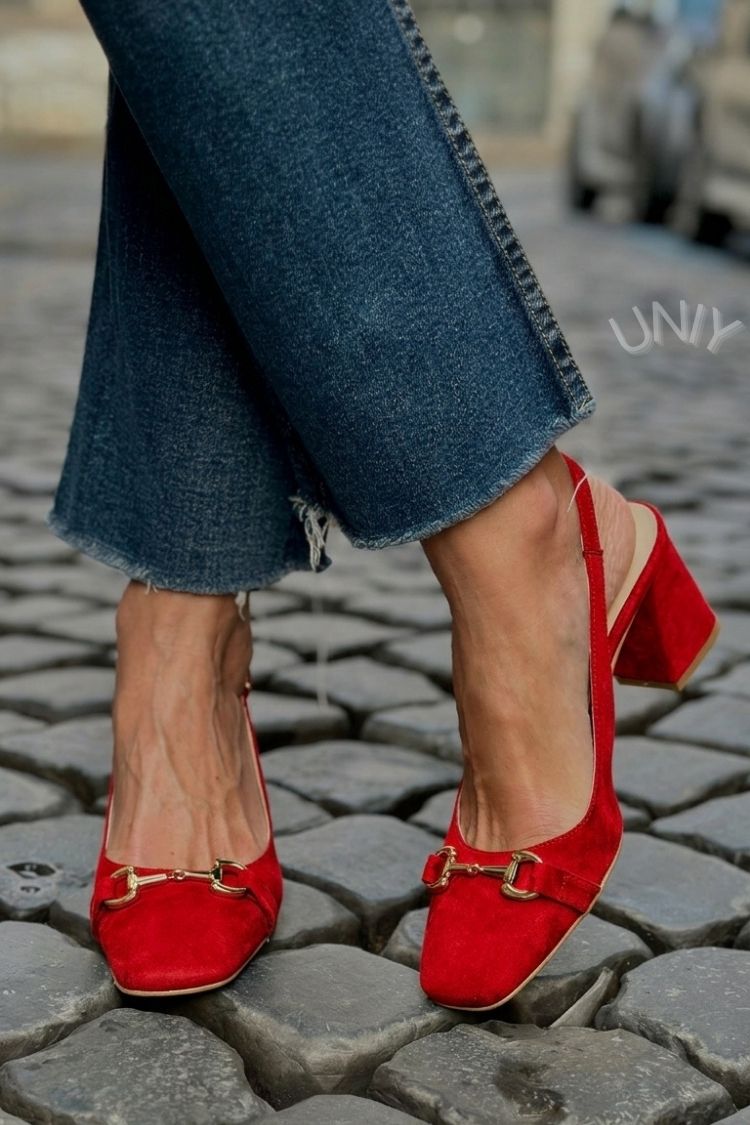 Tacchi a blocco slingback scamosciati Oliva