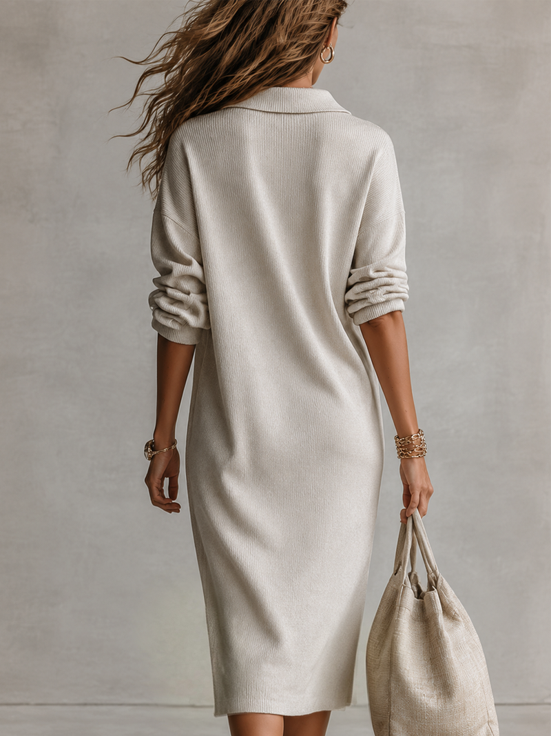 ALVA | SOFT COLLARED LONG SLEEVE  DRESS