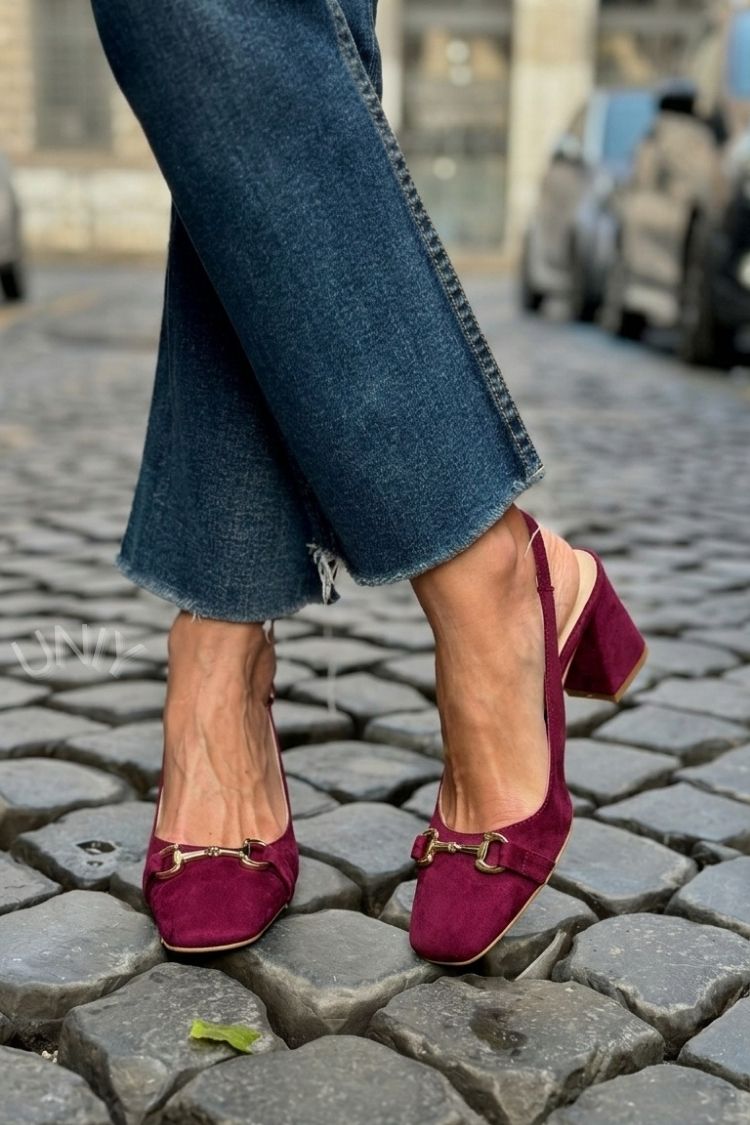 Tacchi a blocco slingback scamosciati Oliva