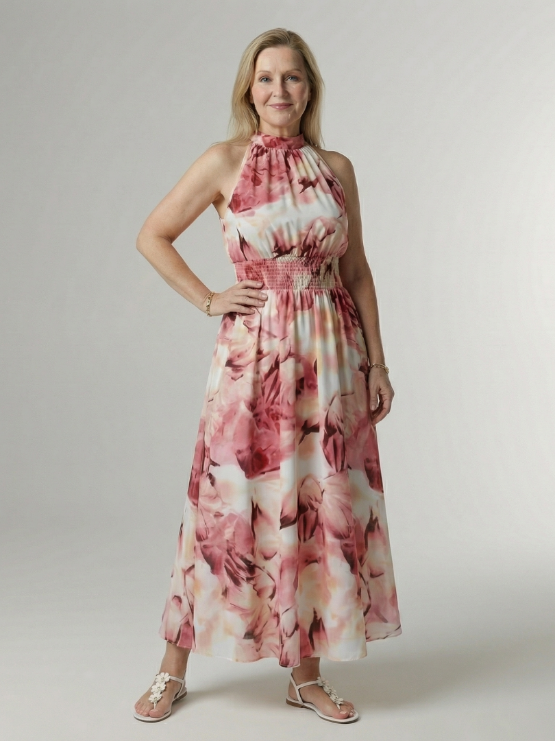 Sylin | Abito Midi con Scollo a Halter Arricciato