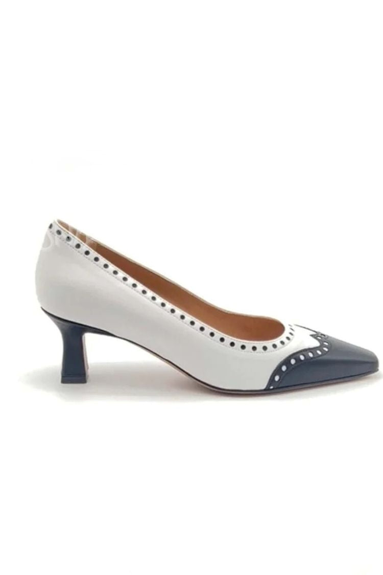 Tacchi medi cut-out color block eleganti a punta