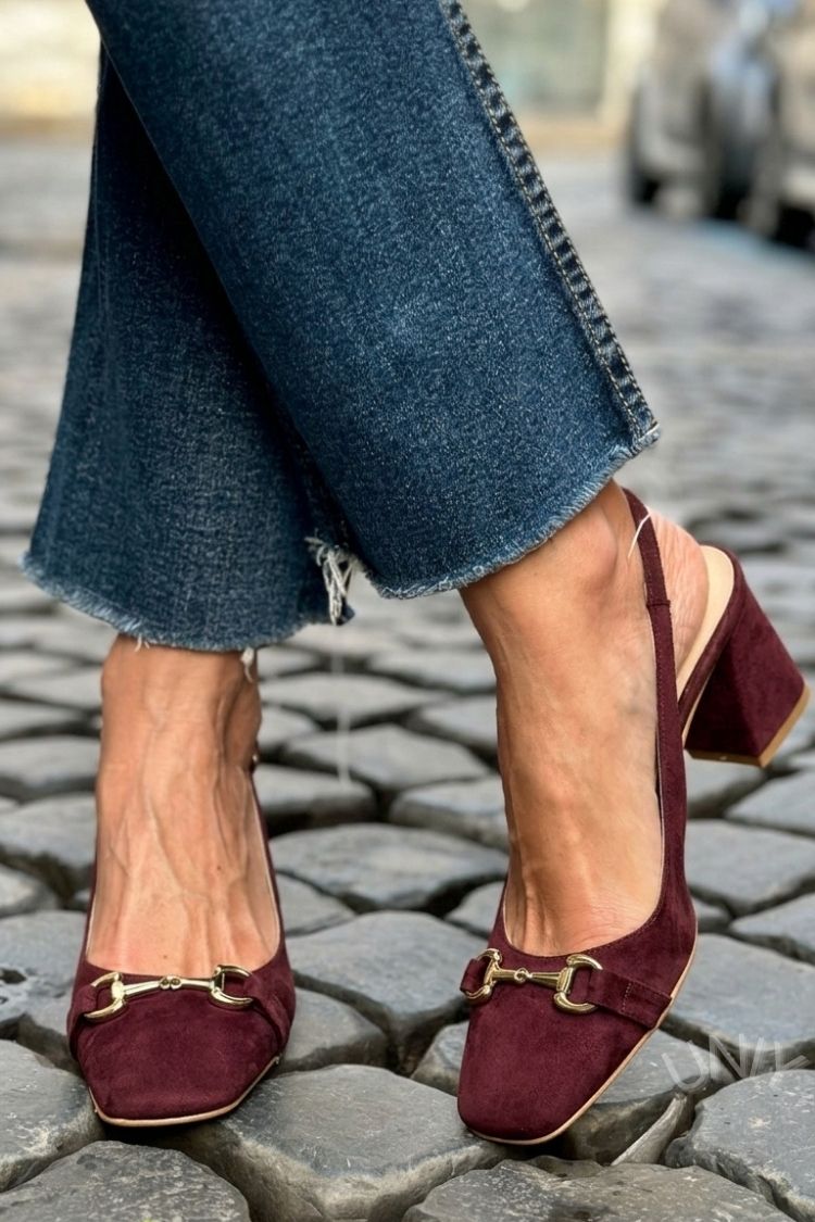 Tacchi a blocco slingback scamosciati Oliva
