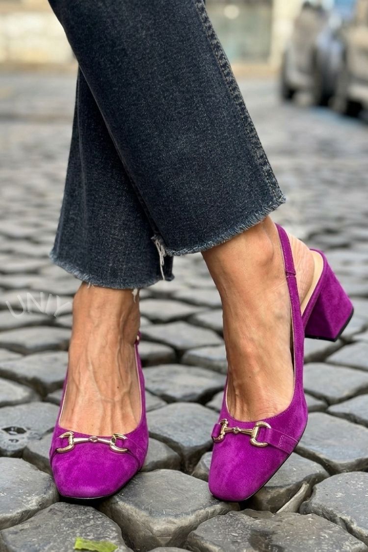 Tacchi a blocco slingback scamosciati Oliva