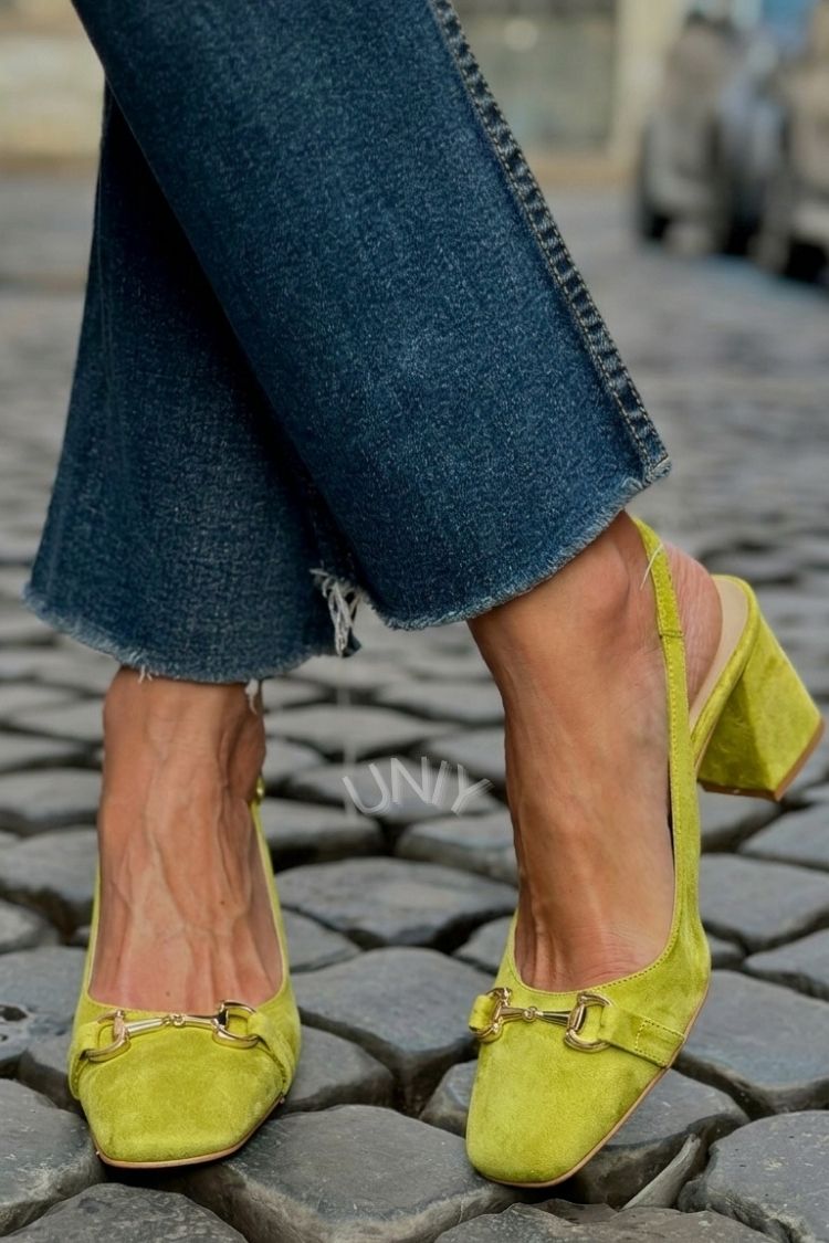 Tacchi a blocco slingback scamosciati Oliva
