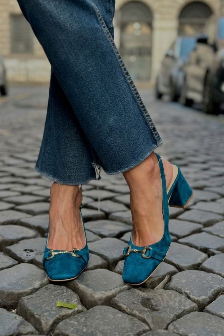 Tacchi a blocco slingback scamosciati Oliva