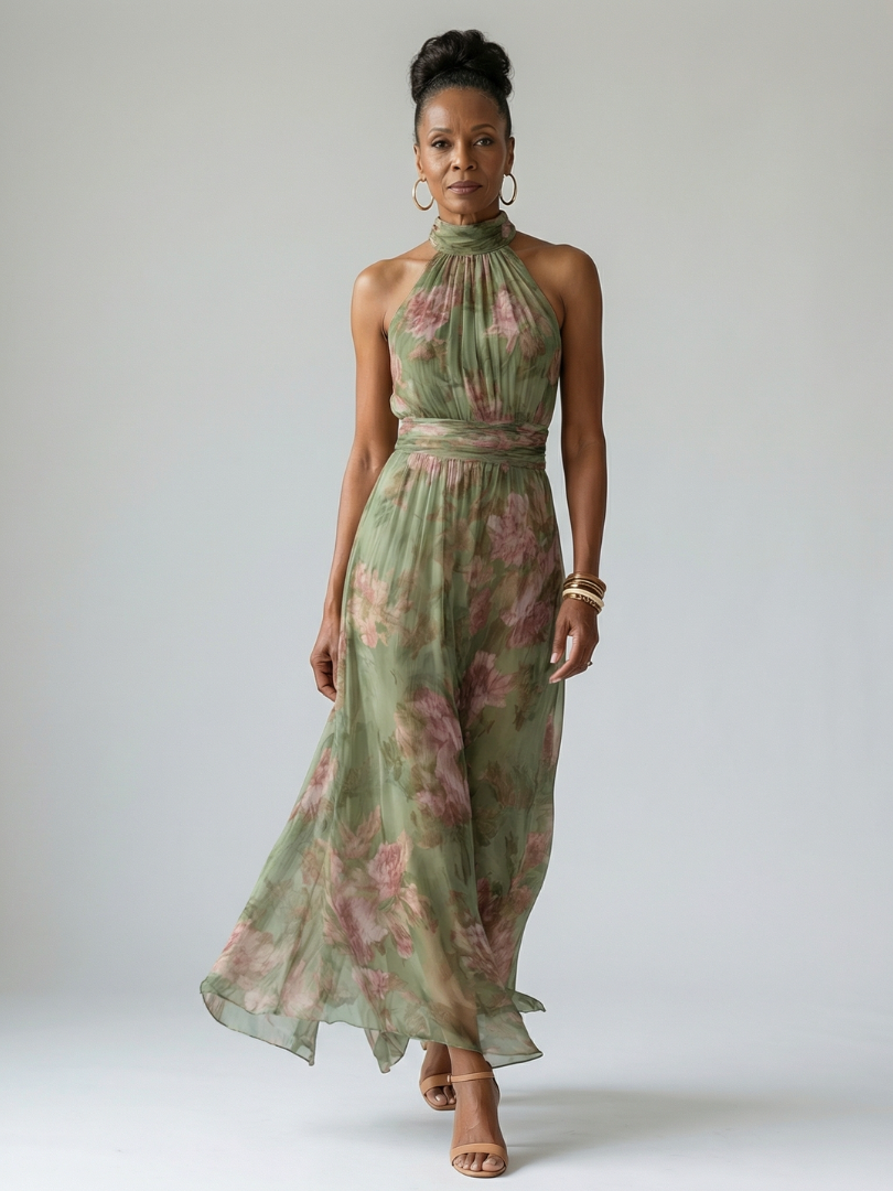Mirelle | Vestito midi con scollo all'americana arricciato