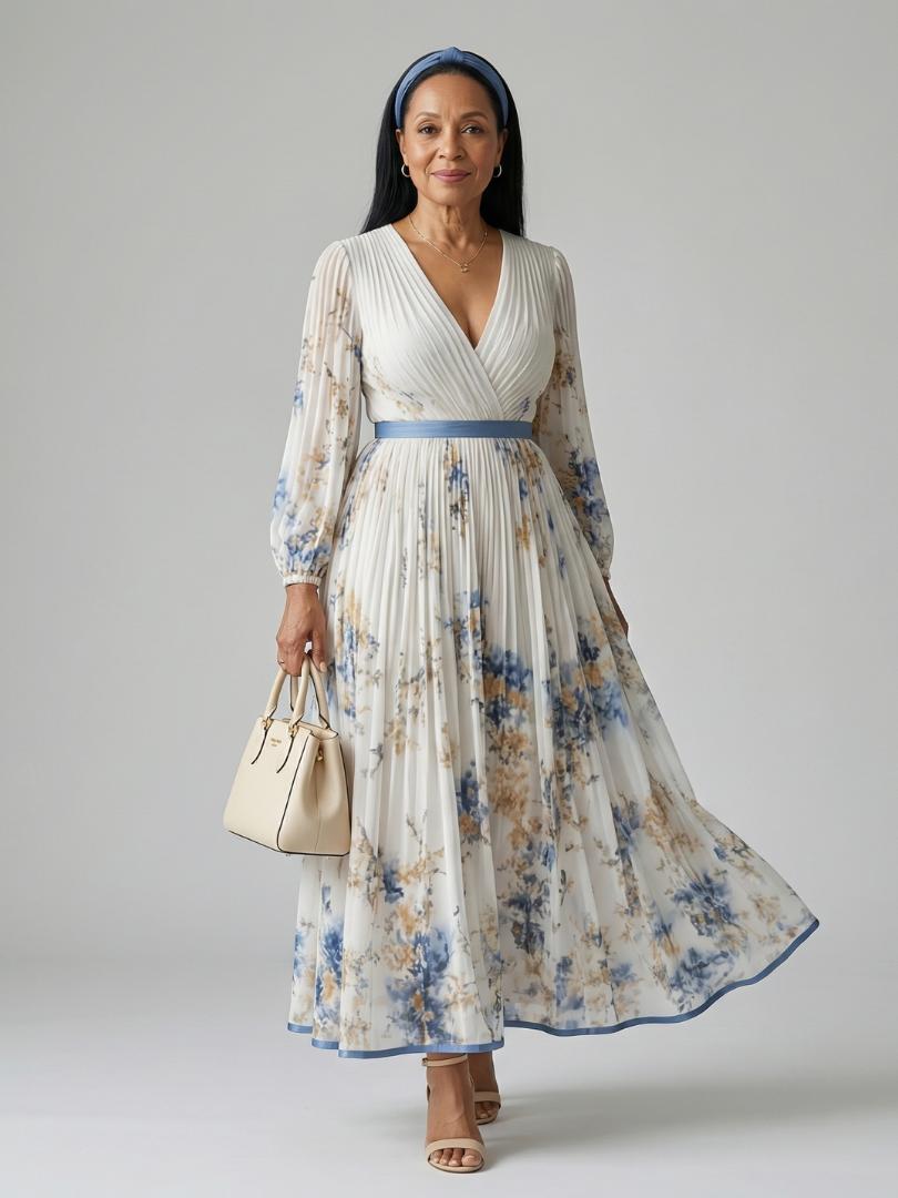 Rielle | Vestito Midi Avvolgente Plissettato