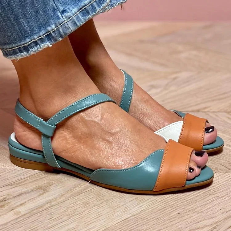 Sandali slingback peep toe trapuntati color block