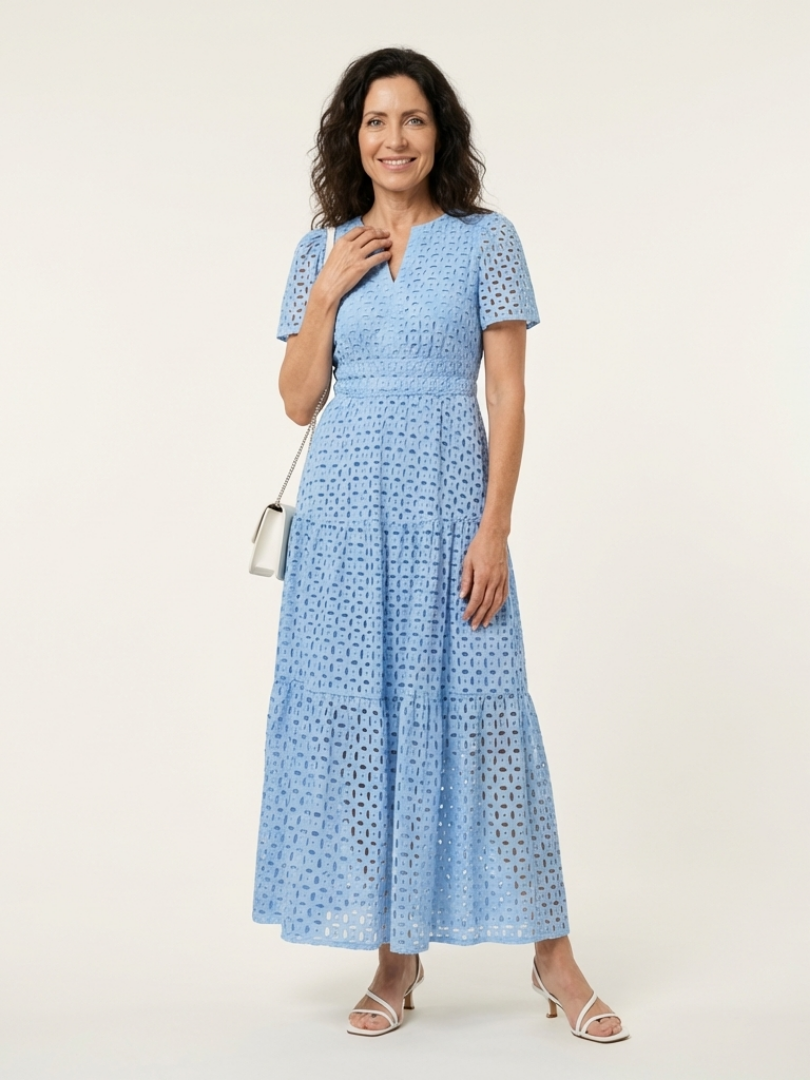 Brielle | Abito midi a maniche corte con scollatura a V