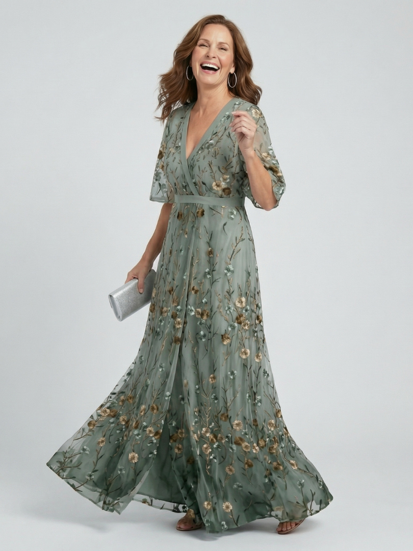 Julia | Abito maxi floreale con scollo a V
