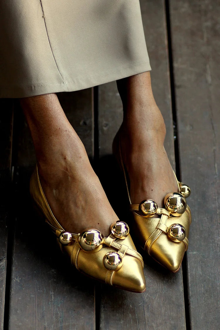 Ballerine lucide metallizzate Oro a punta [Pre-Order]