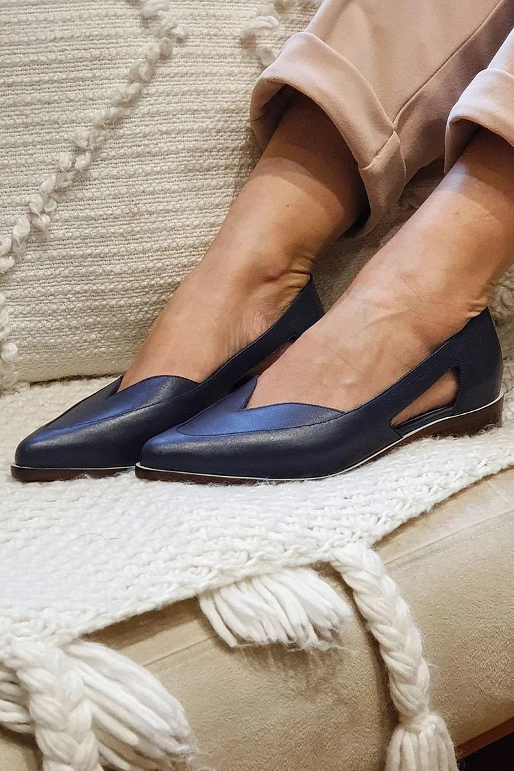 Ballerine cut-out slip-on casual Blu Navy a punta