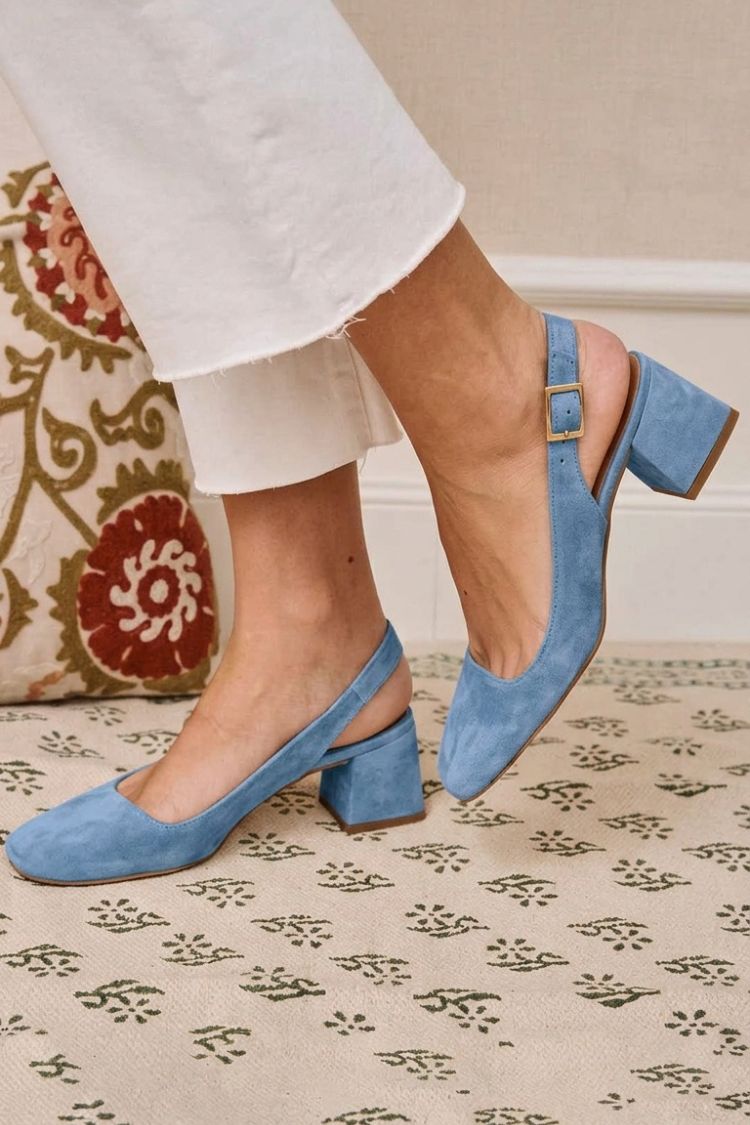 Tacchi slingback essenziali chunky Cachi a punta quadrata con fibbia