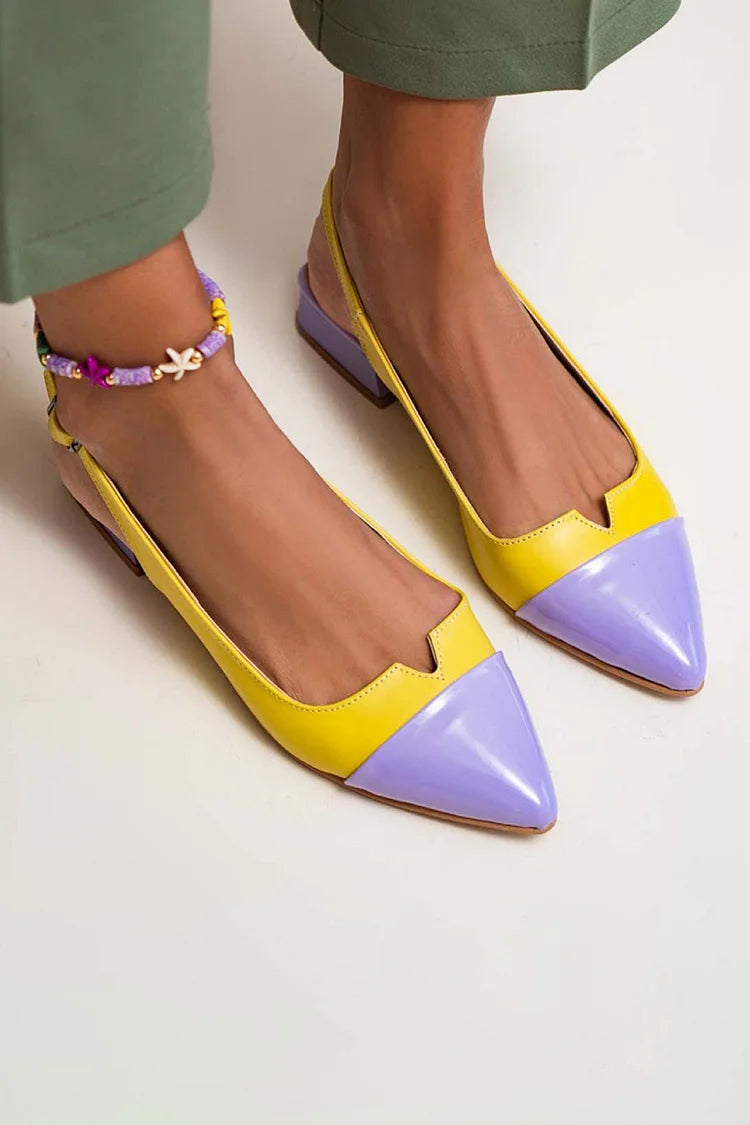Ballerine slingback cut-out color block a punta con fibbia