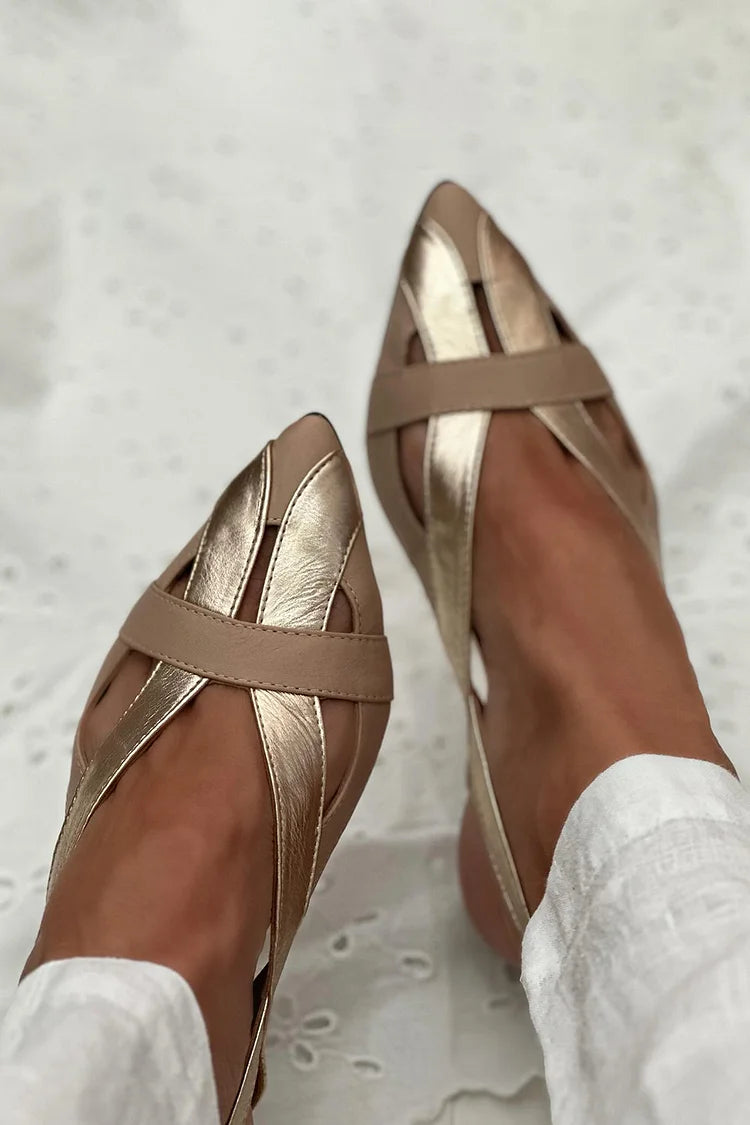 Ballerine slingback cut-out Oro a punta