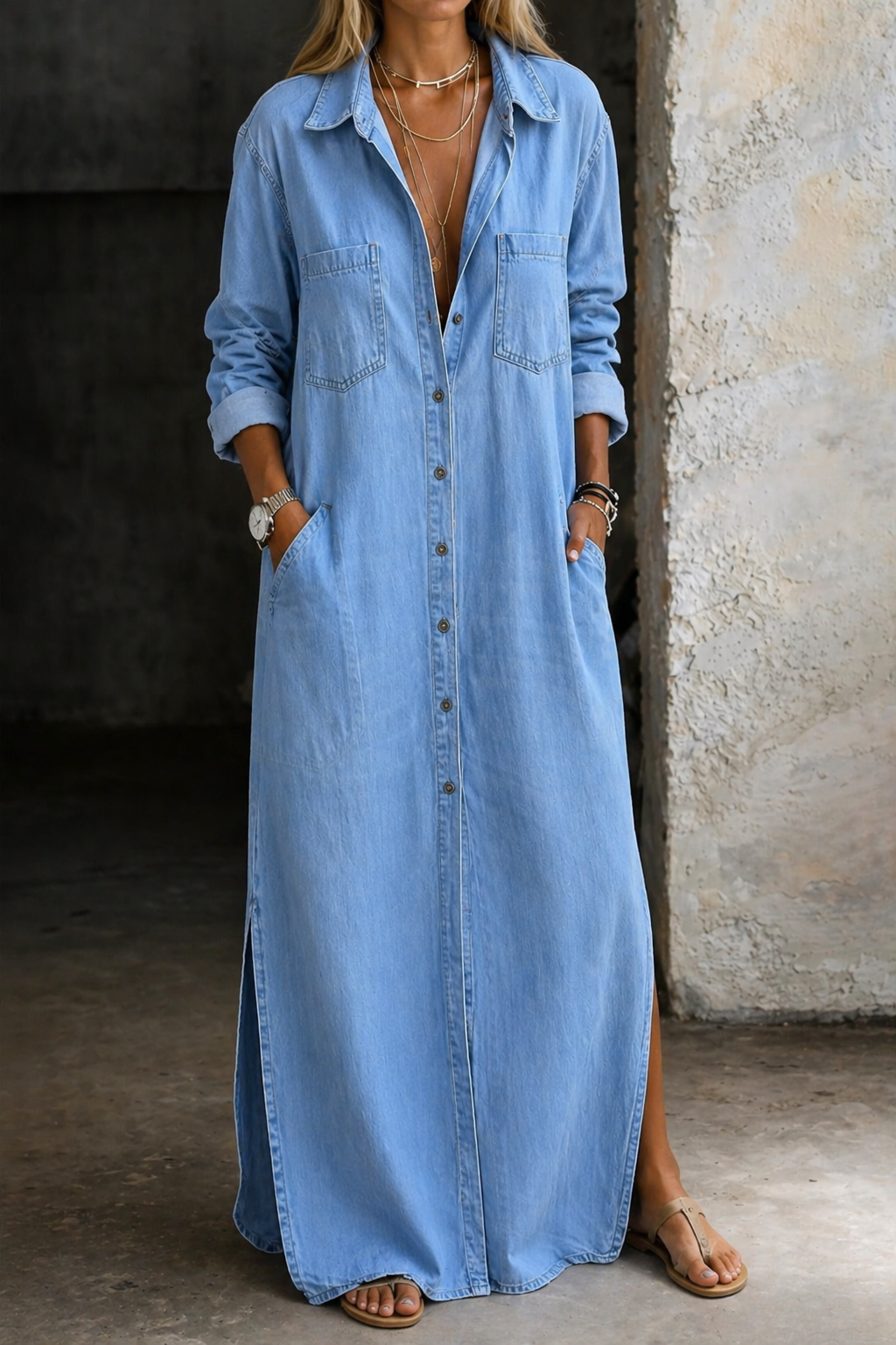 Mirella | Abito in denim con bottoni frontali