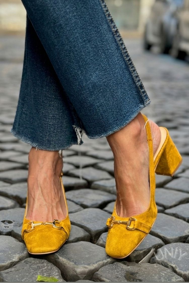 Tacchi a blocco slingback scamosciati Oliva