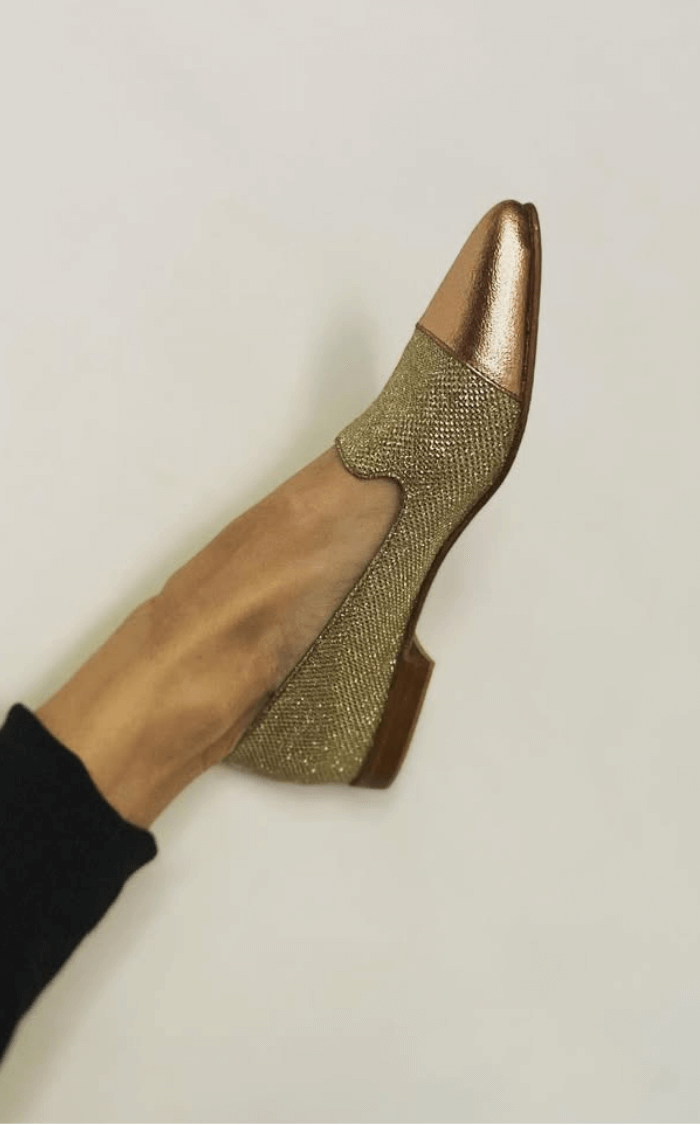 Mocassini smerlati glitter metallizzati Oro a punta