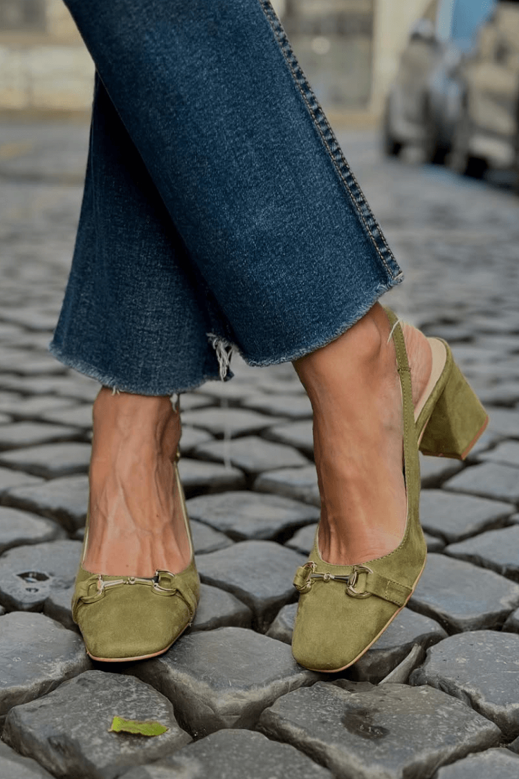 Tacchi a blocco slingback scamosciati Oliva