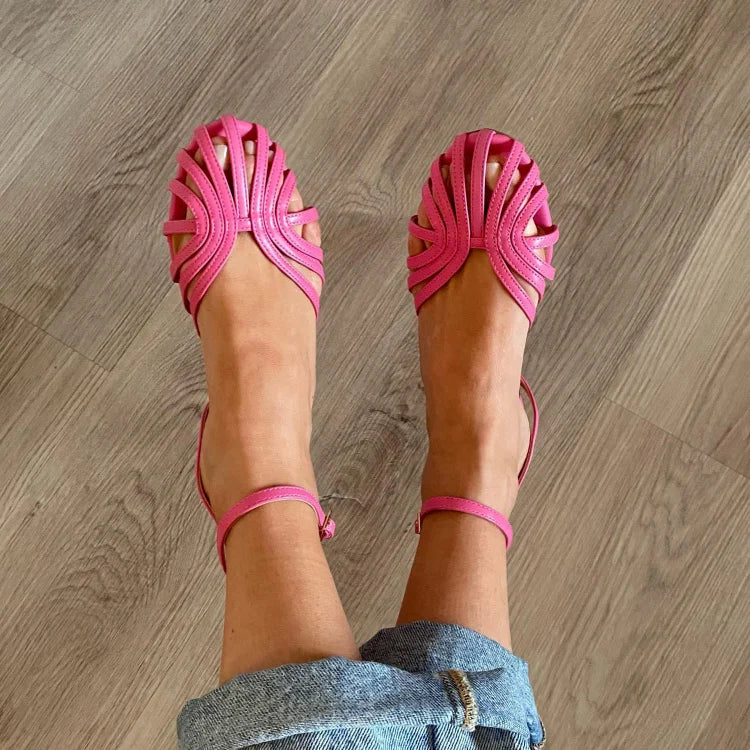 Ballerine cut-out a punta tonda in tinta unita con cinturino alla caviglia