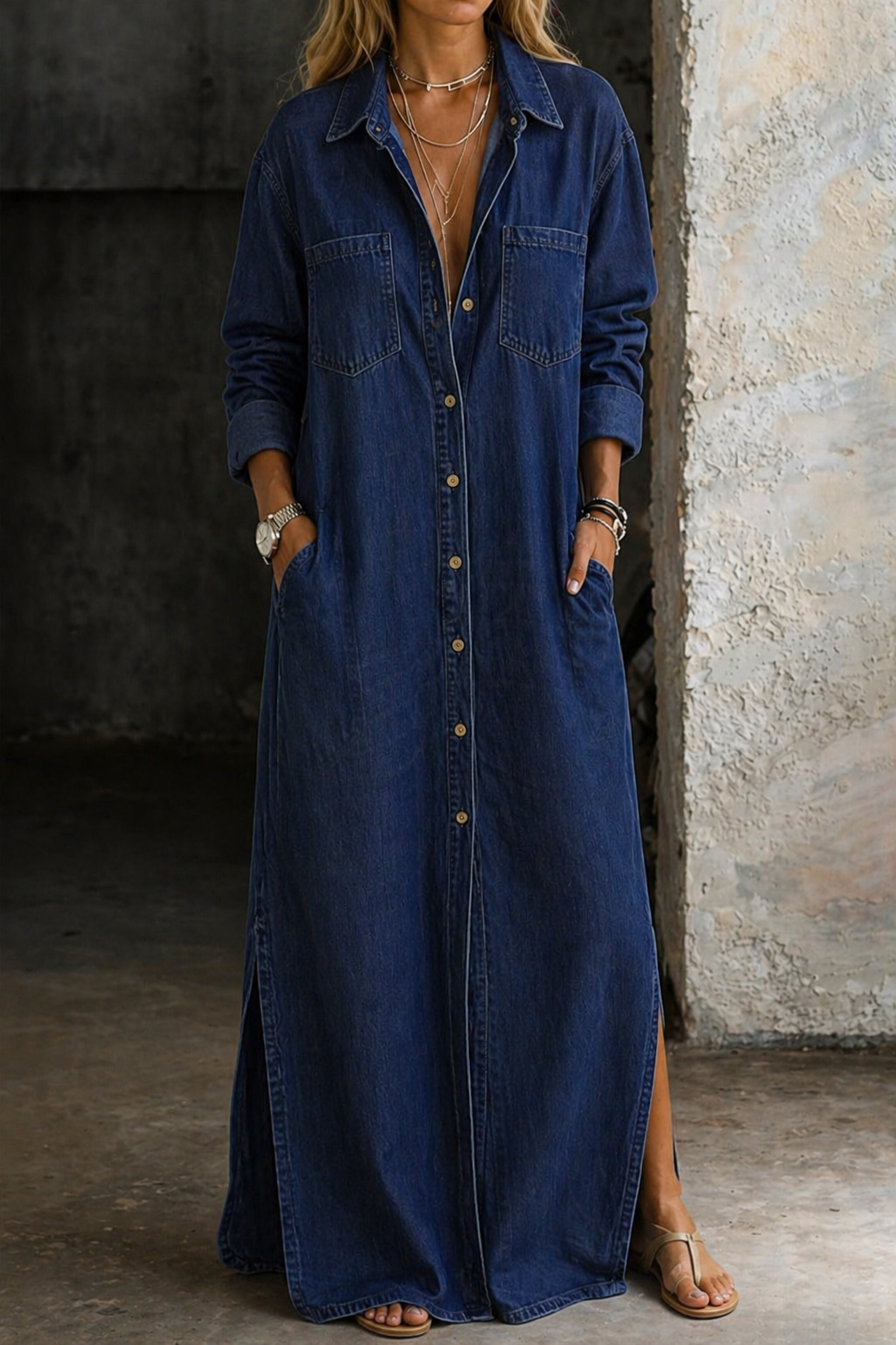 Mirella | Abito in denim con bottoni frontali