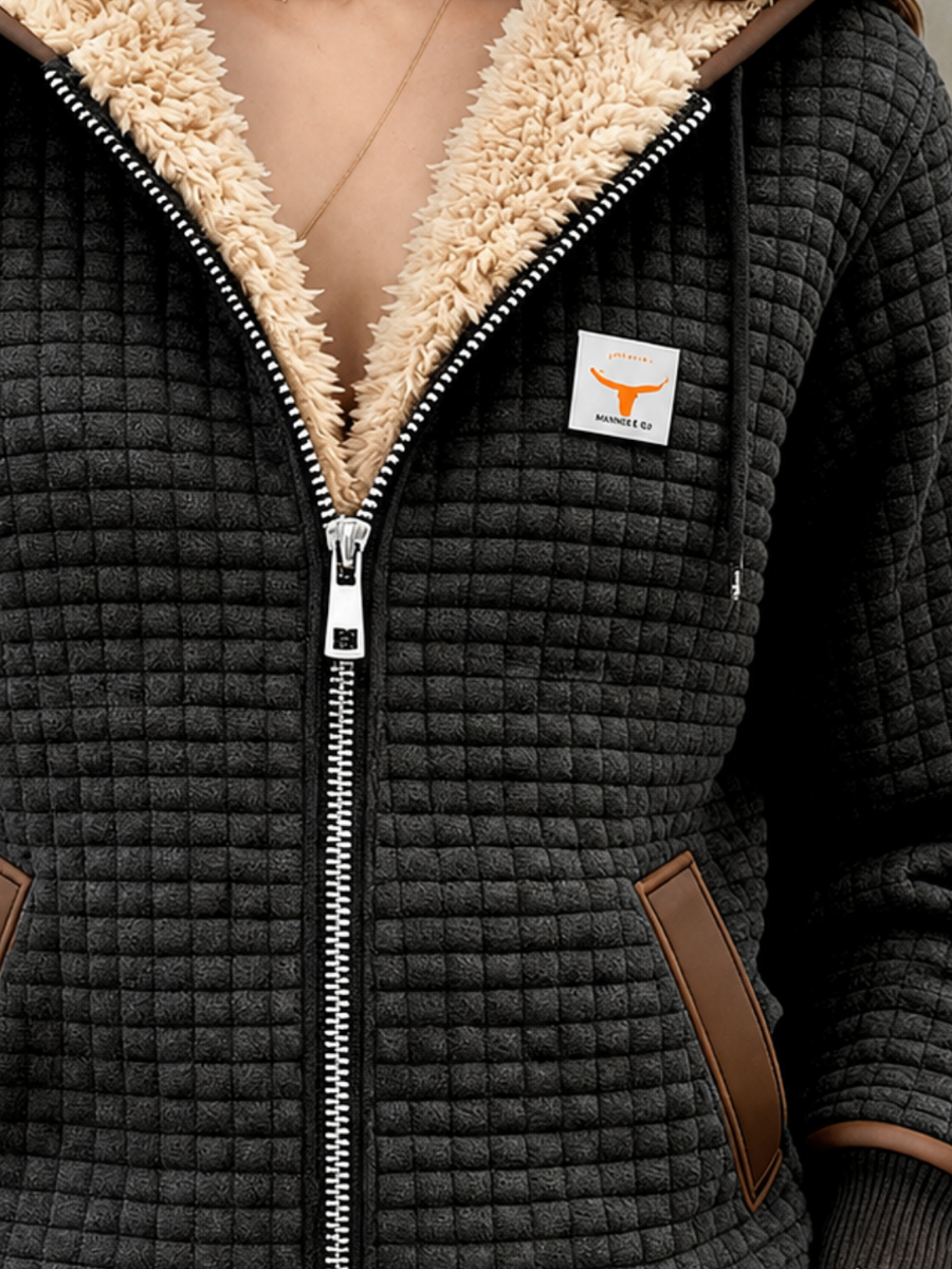 Edith | Women's Sherpa-Lined Quilted Jacket Full-Zip Hooded Fleece
