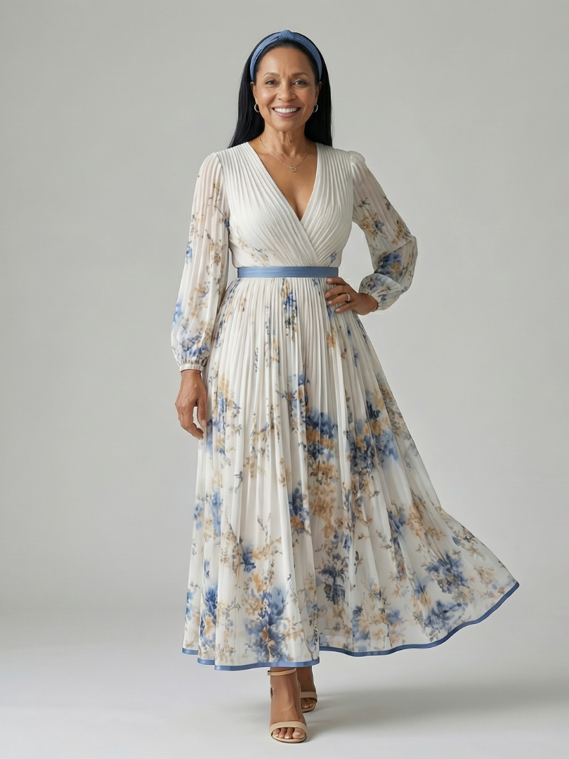 Rielle | Vestito Midi Avvolgente Plissettato
