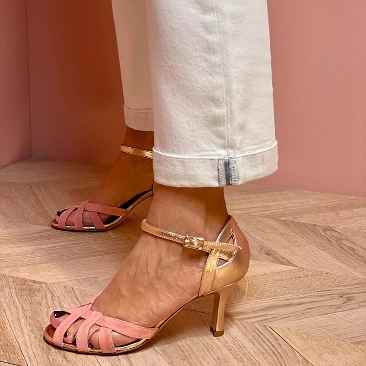 Tacchi a spillo cut-out peep toe color block