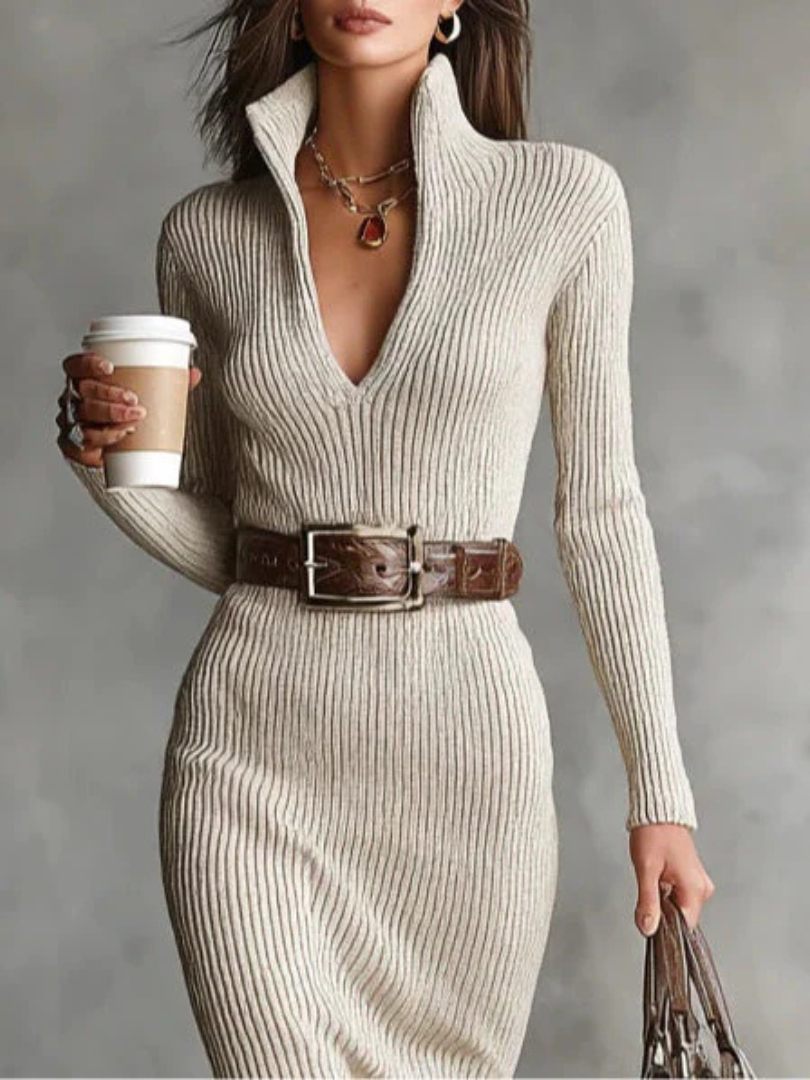 AMMINA | RIBBED KNIT AUTUMN DRESS