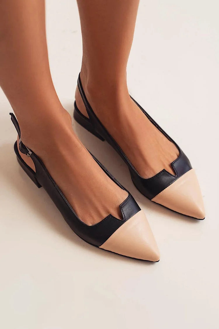 Ballerine slingback cut-out color block a punta con fibbia