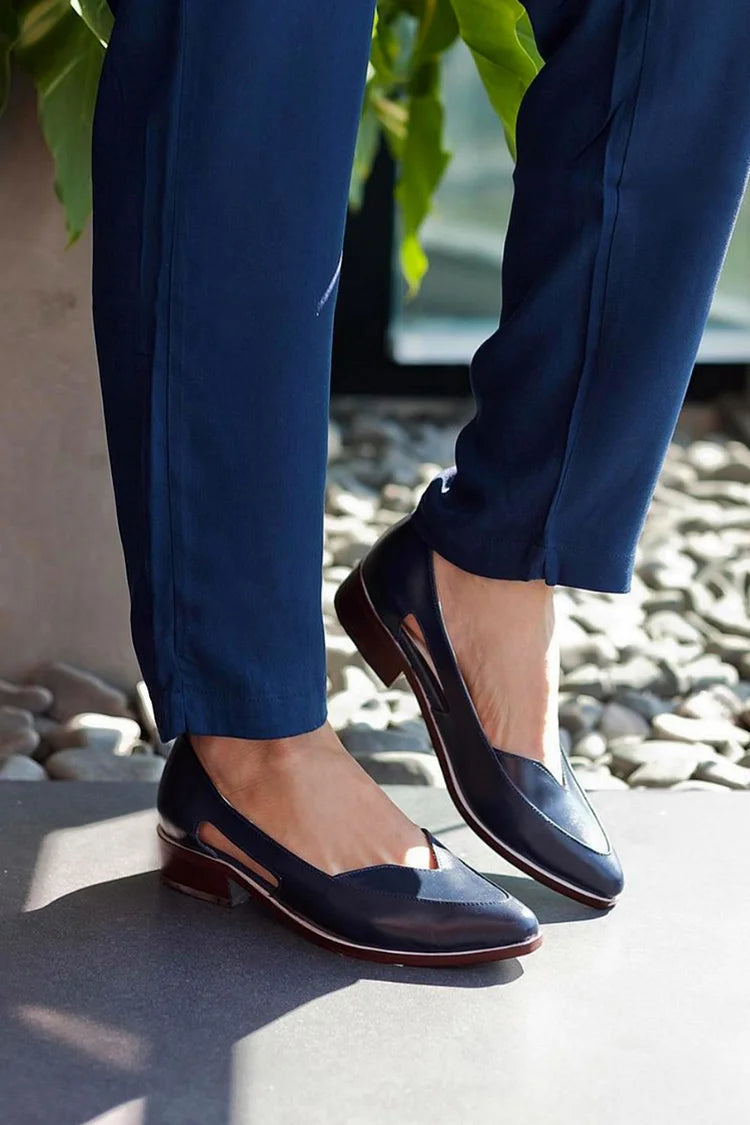 Ballerine cut-out slip-on casual Blu Navy a punta