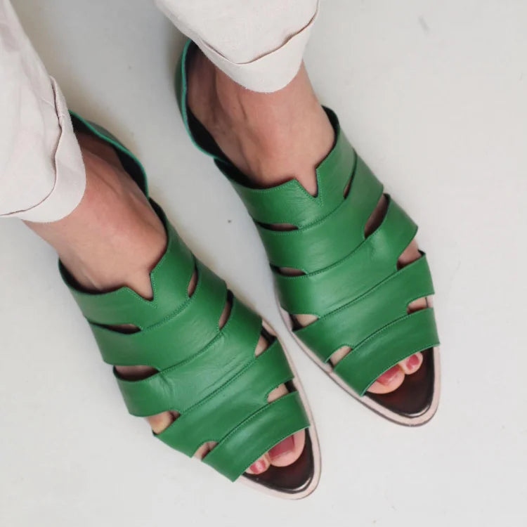 Ballerine cut-out peep toe slip-on casual a punta
