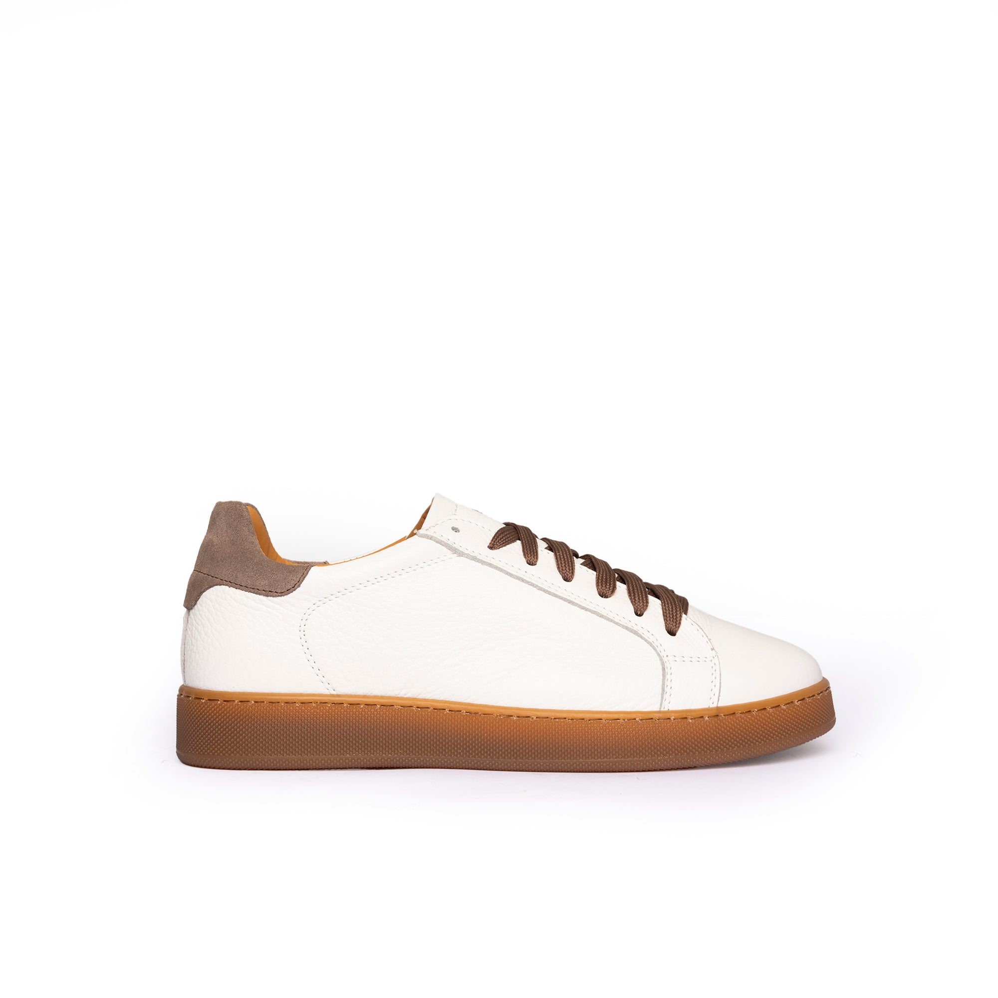 Motion SNEAKERS BASSE UOMO IN VERA PELLE BOTTALATA FONDO AMBRA