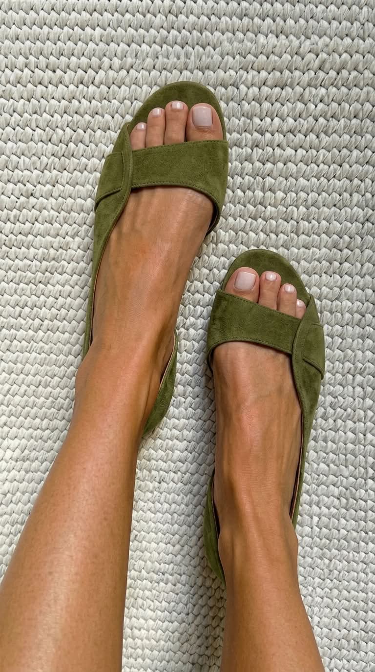 Sandali slingback scamosciati casual bassi a punta aperta