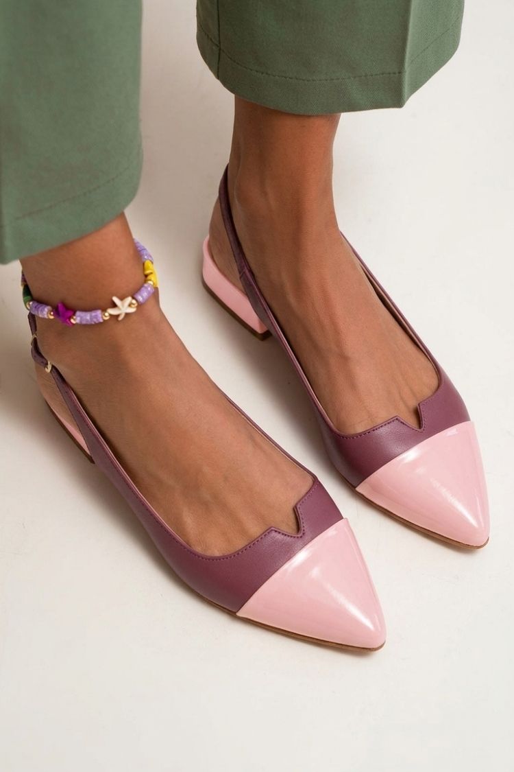Ballerine slingback cut-out color block a punta con fibbia