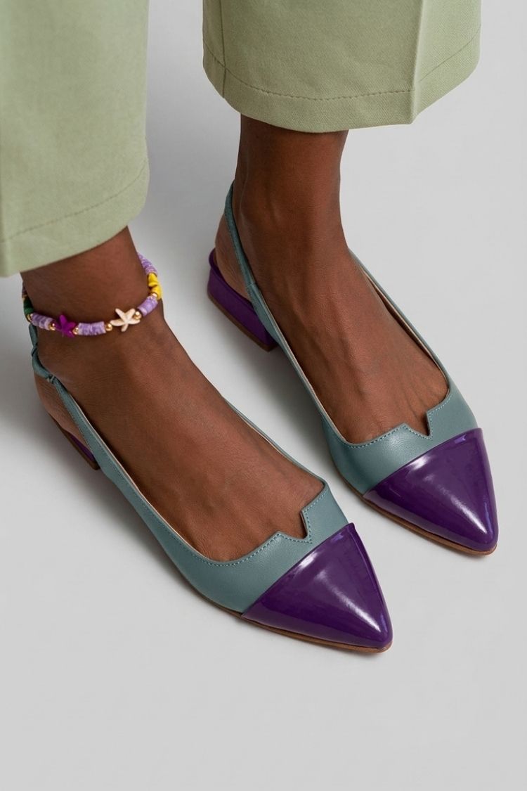 Ballerine slingback cut-out color block a punta con fibbia