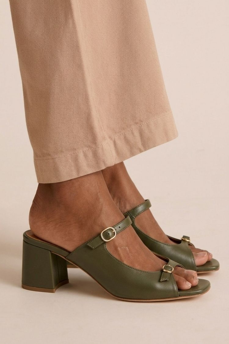 Tacchi larghi slingback cut-out color block Oro