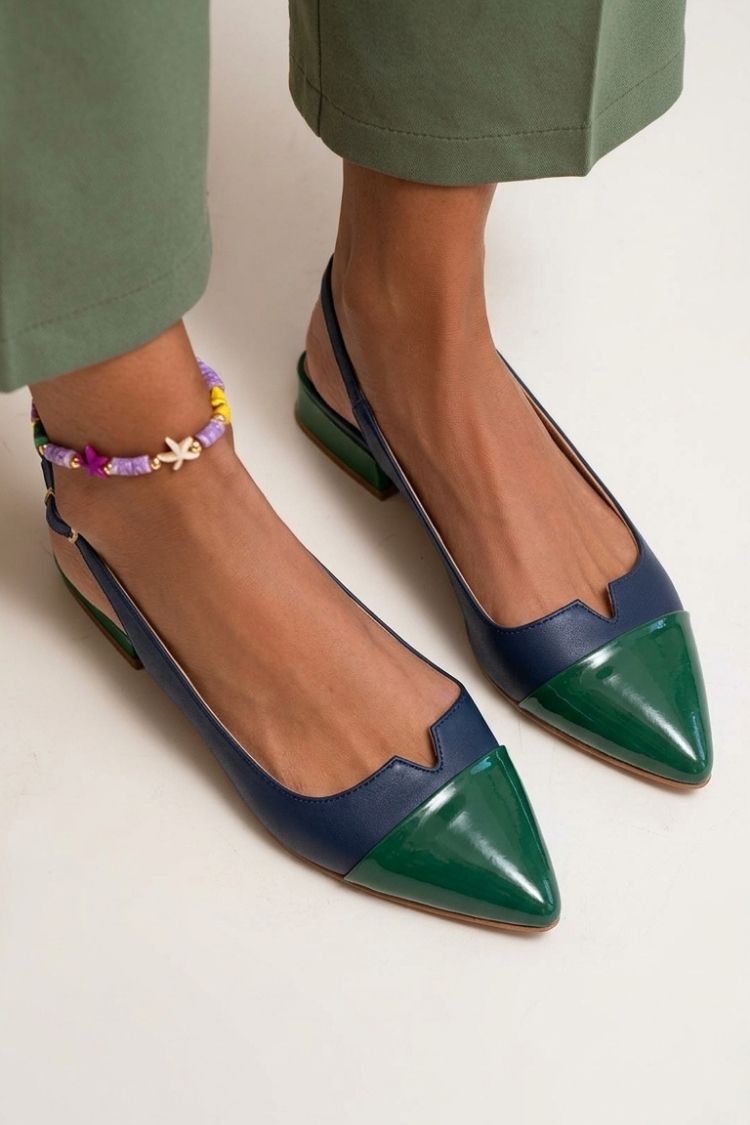 Ballerine slingback cut-out color block a punta con fibbia