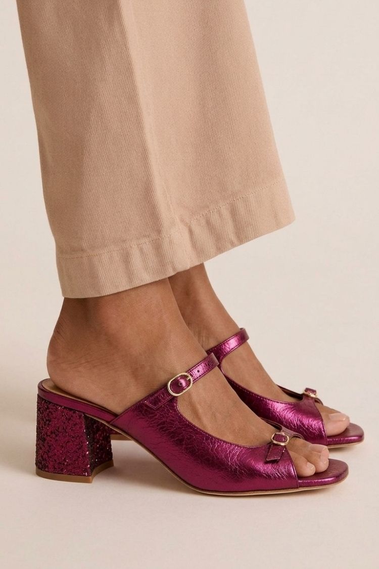 Tacchi larghi slingback cut-out color block Oro